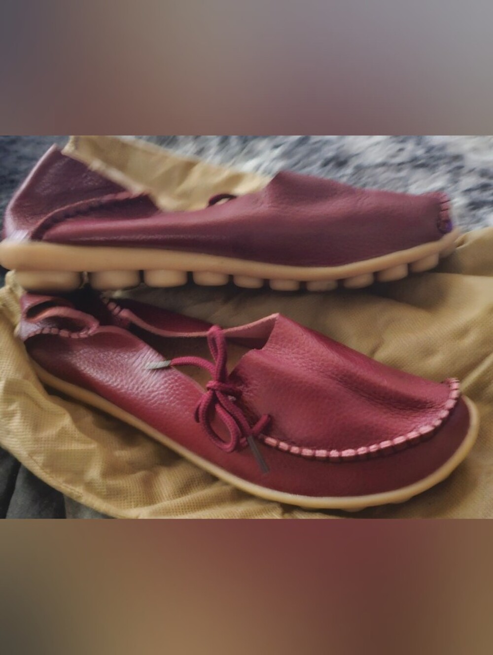 Women’s Burgundy Leather Casual Tie Moccasins in a variety of colors $30  Each